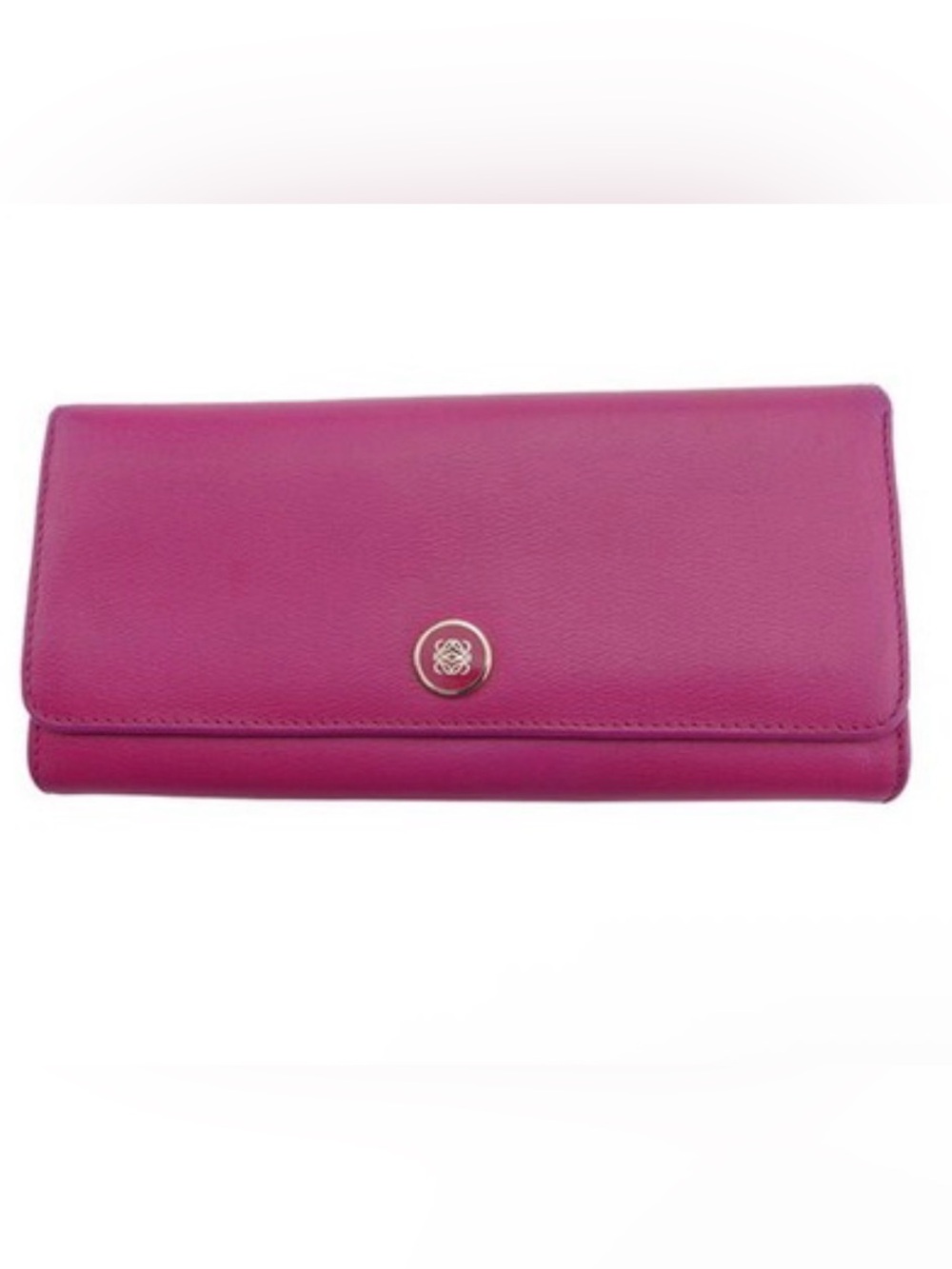 Loewe Anagram Leather Continental Flap Long Wallet Fuchsia - Picture 2 of 16